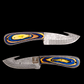 Something's Fishy Damascus gutting knife with leather sheath
